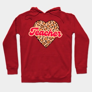 Leopard Print Heart Teacher Valentines Day Hoodie